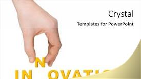  Presentation with innovation - Slides with team building words - hand and word innovation isolated background and a white colored foreground
