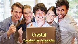  Presentation with winner - PPT theme with team celebrates as a winner background and a  colored foreground