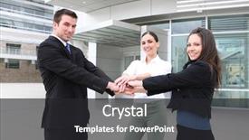  Presentation with team building - Slides featuring team celebrating at office building background and a  colored foreground