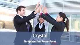  Presentation with team building - Audience pleasing PPT theme consisting of business man and woman team backdrop and a ocean colored foreground