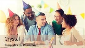  Presentation with team party - Slides consisting of team celebrating one year anniversary background and a lemonade colored foreground