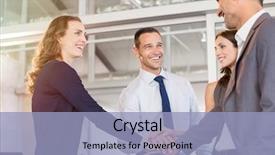  Presentation with victory team - Slide deck consisting of team celebrating victory at work background and a  colored foreground