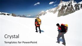  Presentation with france - PPT theme with team climbing high - alpinists traversing mer de glace background and a white colored foreground