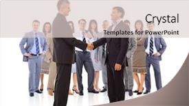  Presentation with handshake - Theme consisting of team closing meeting - handshake isolated on business background background and a lemonade colored foreground