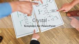  Presentation with profit - Beautiful presentation featuring team-collects-and-discusses-ideas backdrop and a sky blue colored foreground