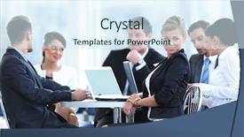  Presentation with ideas - Theme with team discussing ideas in lounge background and a sky blue colored foreground