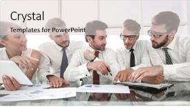  Presentation with financial - PPT theme having team discussing new financial project background and a  colored foreground