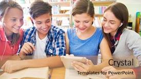  Presentation with group of students raising hands - Amazing slide set having team engagement - group of students engaged backdrop and a coral colored foreground