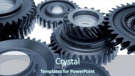  Presentation with gears - Slides featuring team engagement - metal gears over white background background and a ocean colored foreground