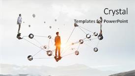  Presentation with business networking - PPT theme having chain connection - networking and connectivity in business background and a white colored foreground