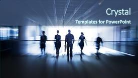  Presentation with safety interacting customers - Slide deck featuring business team silohette - several silhouettes of businesspeople interacting background and a ocean colored foreground