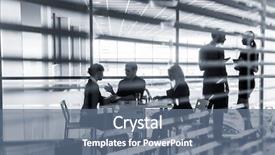  Presentation with bullseye center goal success business - PPT theme having several silhouettes of businesspeople interacting background and a light blue colored foreground