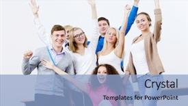  Presentation with classroom - Audience pleasing slides consisting of team fun - young happy people in classroom backdrop and a  colored foreground