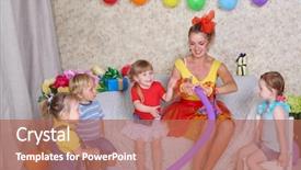  Presentation with team party - Audience pleasing PPT layouts consisting of colorful rubber bands as a background close up photo backdrop and a violet colored foreground