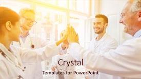  Presentation with motivation - Slide set with team giving high five background and a lemonade colored foreground