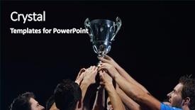  Presentation with team group - Cool new presentation theme with team group celebrating the victory backdrop and a  colored foreground