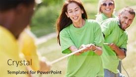  Presentation with sports festival - Theme having team-has-fun-together background and a yellow colored foreground