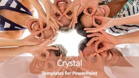  Presentation with diversity students friends happiness concept - Cool new slides with team having fun - friendship happiness and people concept backdrop and a coral colored foreground