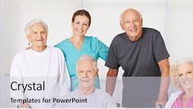  Presentation with geriatric - Slide deck featuring training health care - happy group of senior citizens background and a lemonade colored foreground