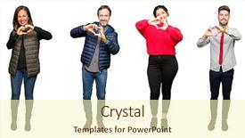  Presentation with people collage - Colorful slide set enhanced with team hearts - collage of people over white backdrop and a cream colored foreground