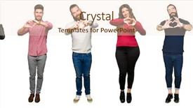  Presentation with people collage - Amazing PPT theme having team hearts - collage of people over white backdrop and a lemonade colored foreground