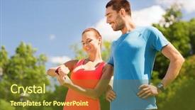  Presentation with heart rate - Presentation theme featuring team hearts - fitness sport training technology background and a tawny brown colored foreground