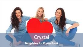  Presentation with heart - Slides consisting of team hearts - happy women holding a big background and a teal colored foreground