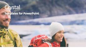  Presentation with walking together - Audience pleasing PPT layouts consisting of team hiking in winter backdrop and a ocean colored foreground