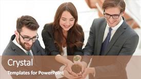  Presentation with team together everyone achieves more - Slide set with team holding together fresh green background and a coral colored foreground