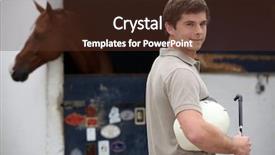  Presentation with golf player playing - PPT theme consisting of team horses - polo player at the stables background and a tawny brown colored foreground