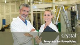  Presentation with team building - PPT layouts having team hospital - scientists in a new building background and a tawny brown colored foreground