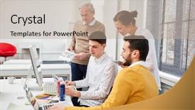  Presentation with team planning - Theme featuring team in meeting planning new background and a coral colored foreground