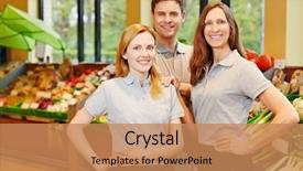  Presentation with supermarket - Colorful theme enhanced with team in supermarket with store backdrop and a coral colored foreground