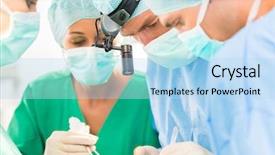  Presentation with surgery room - Colorful presentation design enhanced with nurse anesthetist - hospital - surgery team backdrop and a light blue colored foreground
