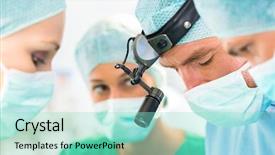  Presentation with emergency room - Audience pleasing slide set consisting of nurse anesthetist - hospital - surgery team backdrop and a seafoam green colored foreground