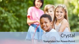  Presentation with war on africa - Slide deck featuring team in tug-of-war background and a light blue colored foreground