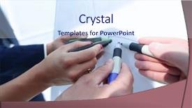  Presentation with new business ideas - Colorful theme enhanced with team is discussing new idea backdrop and a sky blue colored foreground