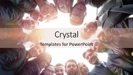  Presentation with circle - Cool new PPT theme with team is forming a circle backdrop and a coral colored foreground