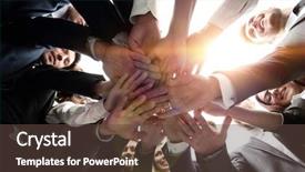  Presentation with business team join hands white - Slides having team is forming a circle background and a tawny brown colored foreground