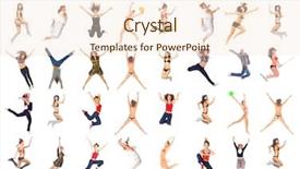  Presentation with united - Presentation theme featuring team jumping united sports background and a cream colored foreground