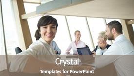  Presentation with woman leader - Amazing theme having team leader - business woman on meeting people backdrop and a violet colored foreground