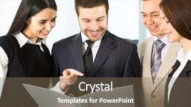  Presentation with business plan - Colorful PPT theme enhanced with team leader - image of successful partners discussing backdrop and a violet colored foreground