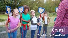  Presentation with team leader - Presentation consisting of team-leader-and-group background and a ocean colored foreground