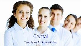  Presentation with interaction - Cool new presentation theme with team leader co - image of young business people backdrop and a  colored foreground