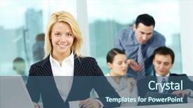  Presentation with team leader - Colorful presentation theme enhanced with team leader co - portrait of pretty secretary looking backdrop and a ocean colored foreground