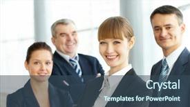  Presentation with three trees story - Slide deck with team leader co - young businesswoman smiling against her background and a ocean colored foreground