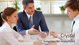  Presentation with employee anniversary work office - Beautiful PPT theme featuring team leader co - young office worker reporting backdrop and a coral colored foreground