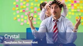  Presentation with office - PPT theme consisting of team list - man and woman background and a  colored foreground