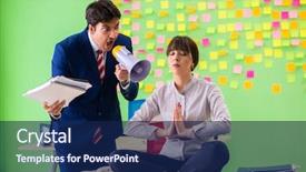  Presentation with office - Amazing slides having team list - man and woman backdrop and a navy blue colored foreground