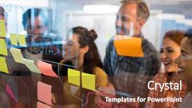  Presentation with sticky notes - Amazing presentation theme having team looking at sticky note backdrop and a tawny brown colored foreground